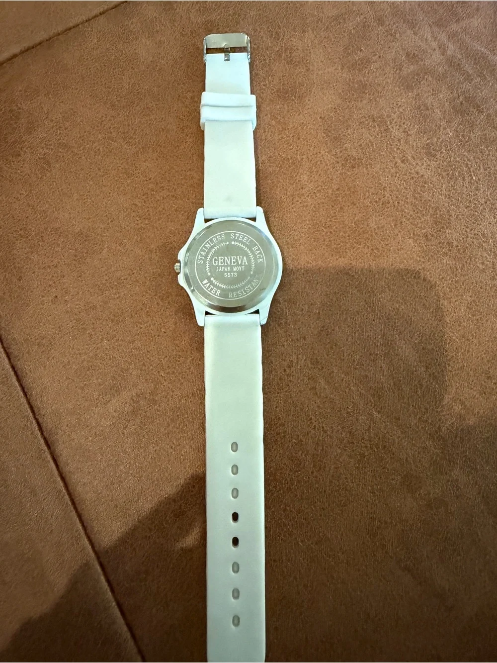 Geneva Platinum Women's Watch - All White Silicone Band & Dial, Rhinestone Bezel